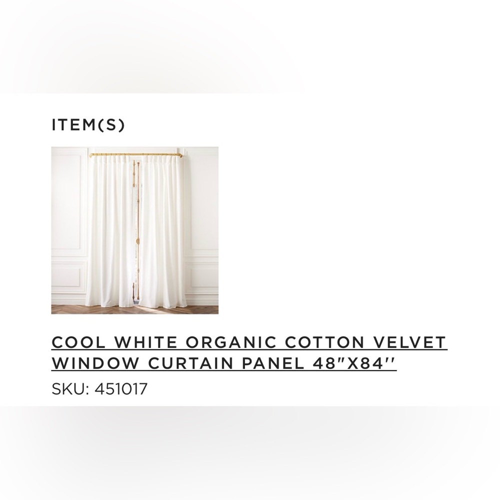 CB2 6 White Velvet Curtains